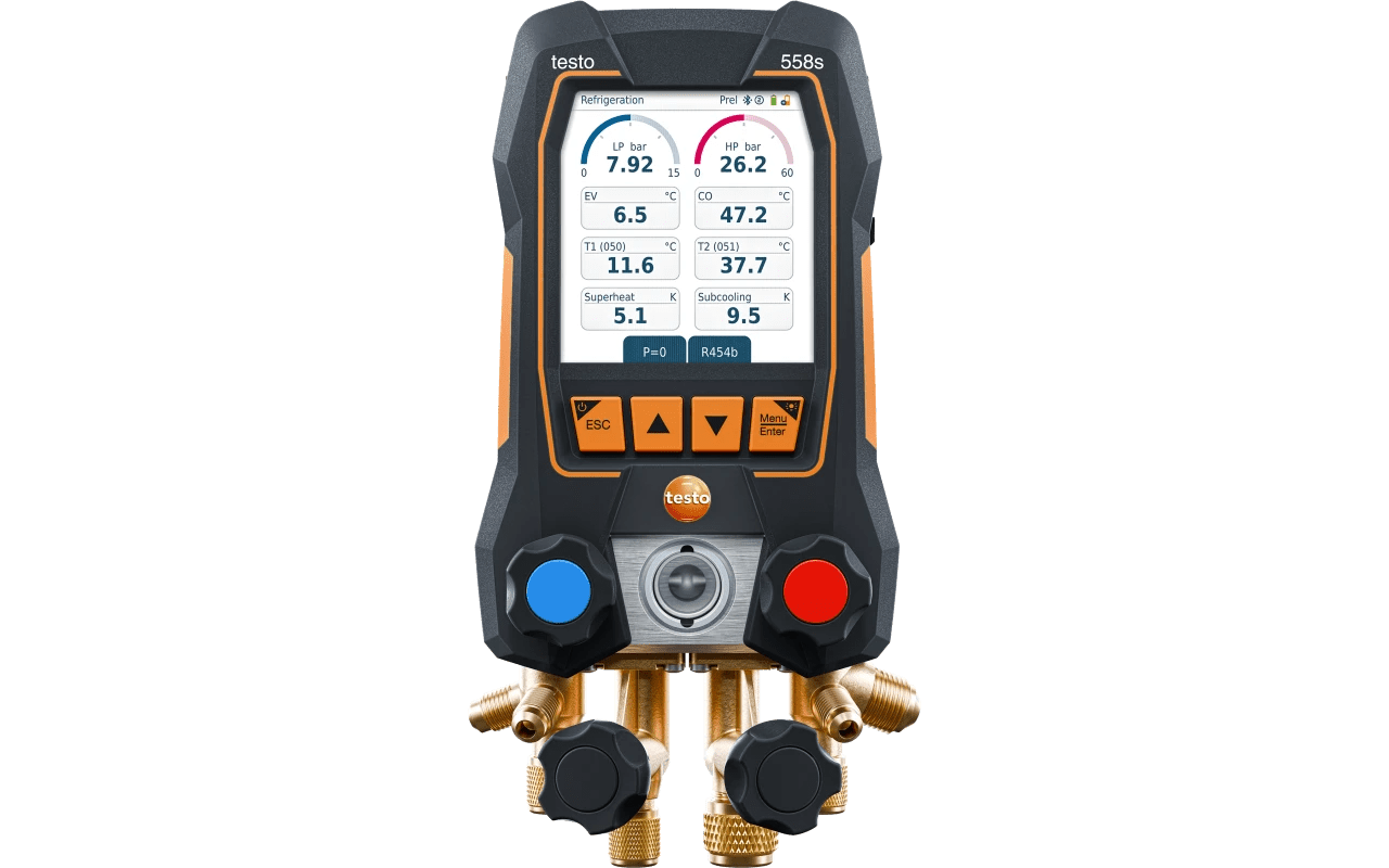 Testo 558s Bluetooth manifold kit with wireless temperature and vacuum probes 0564 5582 - Best Gauges